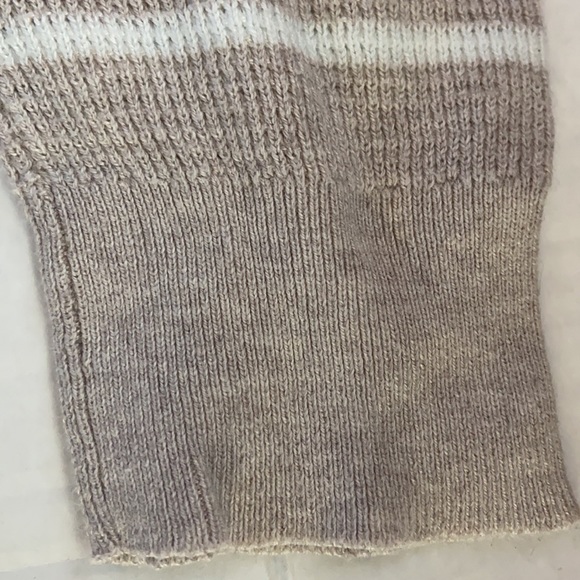 Pre-Owned MOTHERHOOD Maternity Size L Tan/White Stripe Shirt Side Ruching - Picture 3 of 9